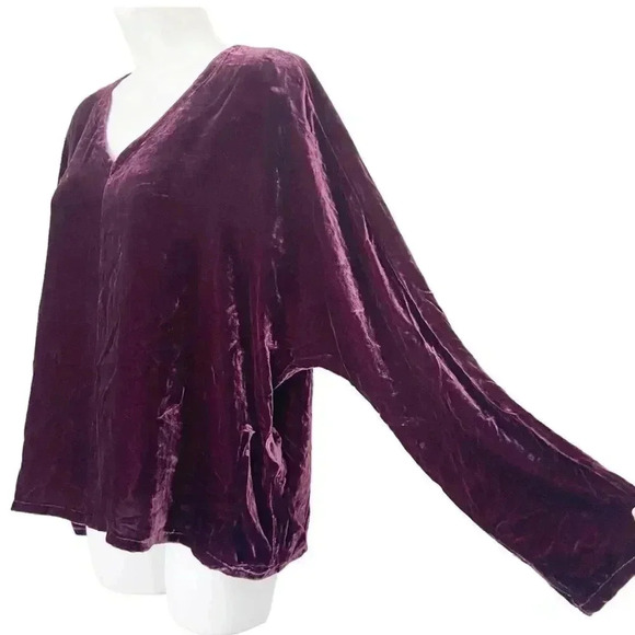 NWT Eileen Fisher Velvet V-Neck Dolman Sleeve Top Sweet Plum size Small - Picture 4 of 10
